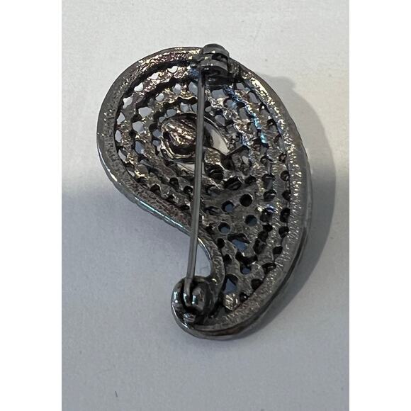 NWOT Crystal Paisley Clear and Blue Rhinestones - Picture 4 of 7